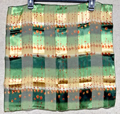 Pañuelo Vintage Oro Verde Rayas Transparentes Floral Corea 19x19 Foto 1 de 4