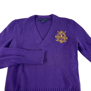 Ralph Lauren Sport Pullover Damen Large lila gesticktes Logo fällt klein aus - Bild 1 von 7