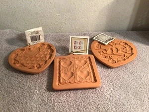 3 Cotton Press Terra Cotta Cookie Paper Molds Hearts And Birds - Picture 1 of 14