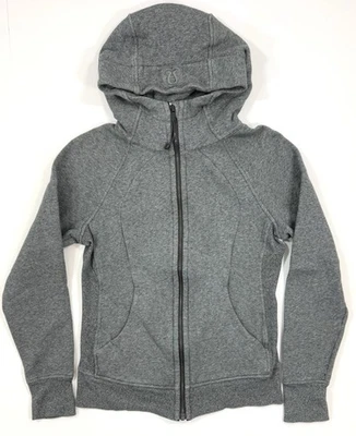 Jaqueta Lululemon Feminina com Capuz de Mergulho Cinza Curvado Zíper Completo Tamanho 6 Athleisure - Imagem 1 de 4