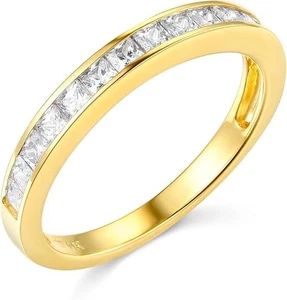 Anillo de compromiso de aniversario de boda de oro amarillo sólido de 14 k de princesa de 1,70 quilates - Imagen 1 de 3