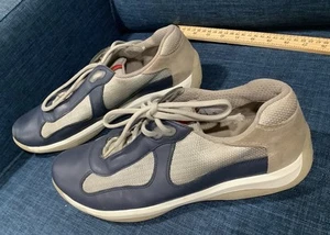 PRADA Shoes Men's America's Cup Navy Blue Shoes Trainers Sneaker Prada Men 10 Us - Picture 1 of 9