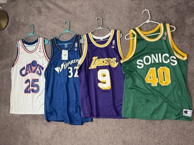 Vintage Champion NBA Jersey Reseller Lot Lakers Mark Price Rip Hamilton Kemp - Image 1 of 2