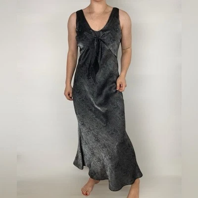 ALL THAT JAZZ Vintage Y2K V Neck Tie Maxi Dress Sleeveless Party Cocktail - Image 1 of 4