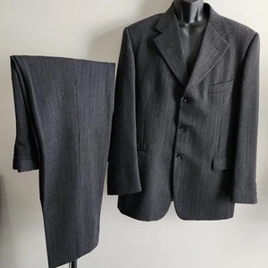 Bellini Wool 2 Piece Suit Jacket 46" Chest Pants 36W 32L Charcoal Made In Italy - Picture 1 of 24
