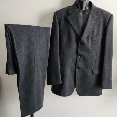Bellini Wool 2 Piece Suit Jacket 46" Chest Pants 36W 32L Charcoal Made In Italy - Image 1 of 4