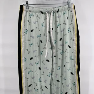 Victoria’s Secret Women’s Medium Butterfly Rabbit Print Silky Pajama Pant Stripe - Picture 1 of 9