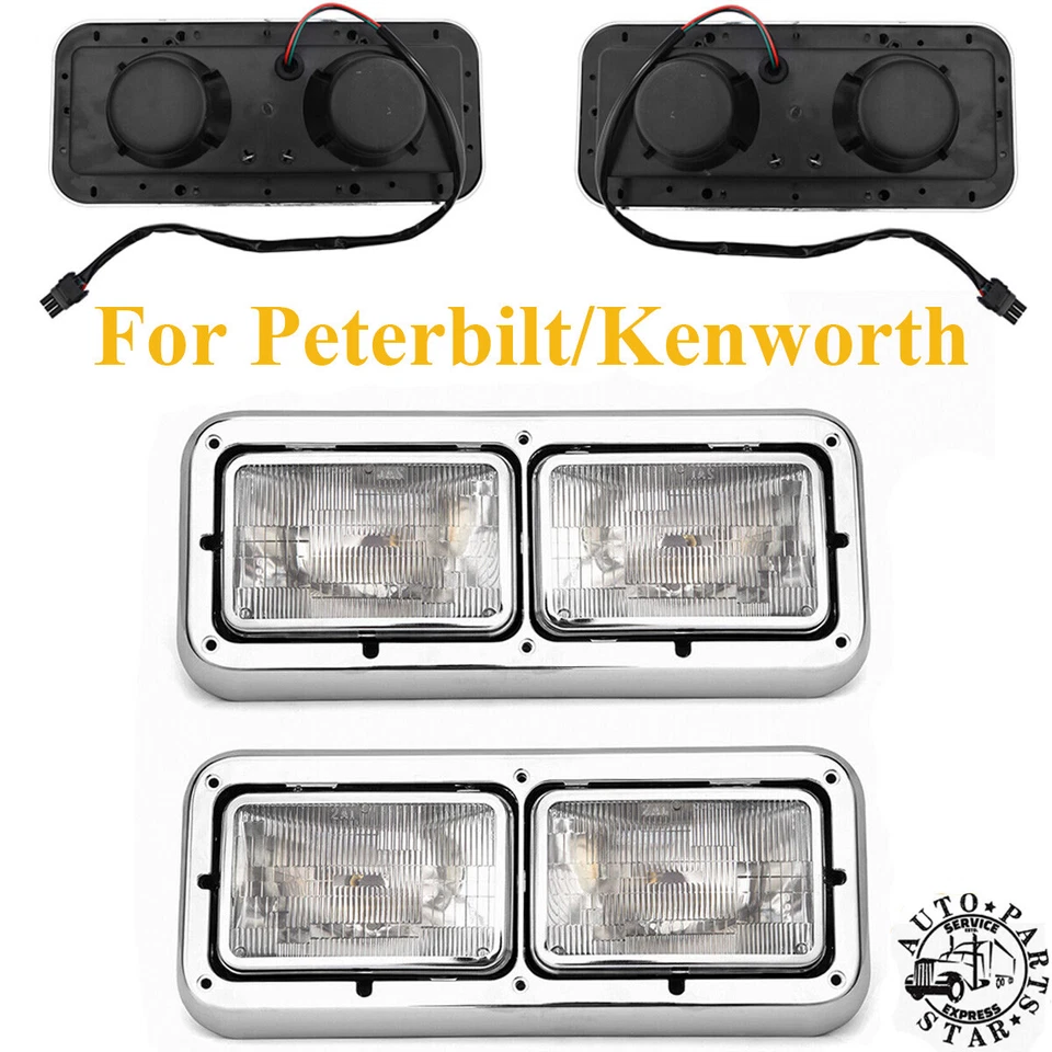 Pair Headlamp Headlights Assembly for Kenworth T600 T800 Peterbilt 379 362 359 Foto 1 de 4