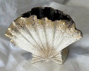 Hedi Schoop Gilded Gold & Beige Clam Shell Fan Vase - Picture 1 of 9