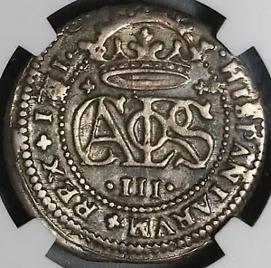 1711 NGC AU 55 Spain 2 Reales Carlos III Barcelona Pretender Coin (23100801C) - Picture 1 of 6