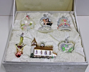 KURT ADLER GLASS 6 ORNAMENTS 1ST CHRISTMAS BRIDE GROOM WEDDING - Picture 1 of 9