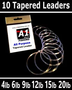 10 x 9ft Tapered LEADERS - 4 6 9 12 15 20lb for Fly Fishing rod reel line CHOOSE - Picture 1 of 2