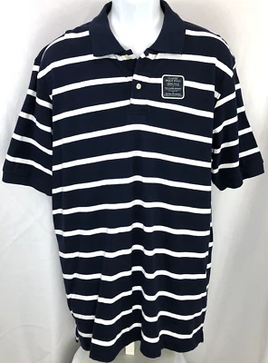 Nuevo con etiquetas Camisa Polo Gloria Desteñida 2 Botones L Azul Blanco Rayas Manga Corta Algodón Preppy Foto 1 de 4