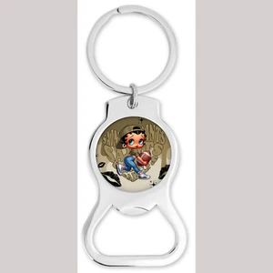 Portachiavi rotondo apribottiglie Betty Boop New Orleans ispirato ai santi - Foto 1 di 2