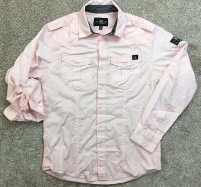 Marc Ecko Shirt Men Small Pink Cut & Sew Roll Sleeve Button Up Long Sleeve - Image 1 of 4