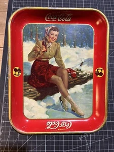 1941 COCA~COLA SKATER GIRL TRAY AMERICAN ART WORKS - COSHOCTON, OHIO - Picture 1 of 4
