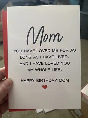 Tarjeta de felicitación de cumpleaños para mamá "Te amé toda mi vida" - 5"x7" con sobre Foto 1 de 4