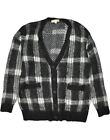 MICHAEL KORS Womens Cardigan Sweater UK 16 Large Black Check Classic II15
