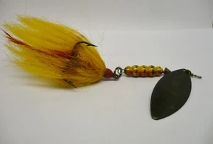 Vintage Spinner Fishing Lure #5 Mepps Giant Killer Black Spoon Yellow Tail - Picture 1 of 4