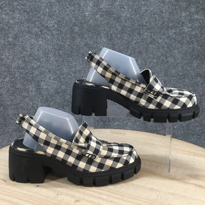 Asos Design 凉鞋女式 6 厚底休闲方格露背黑色面料 — 第 1/4 张图片