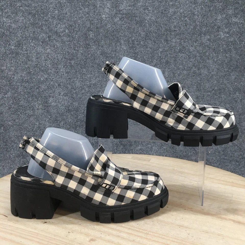 Asos Design Sandals Womens 6 Platform Casual Checkered Slingback Black Fabric - Image 1 of 4