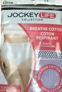 NEW Jockey Size 5 Life Women's Breathe Cotton Classic Fit Briefs 3-Pack - Picture 1 of 3