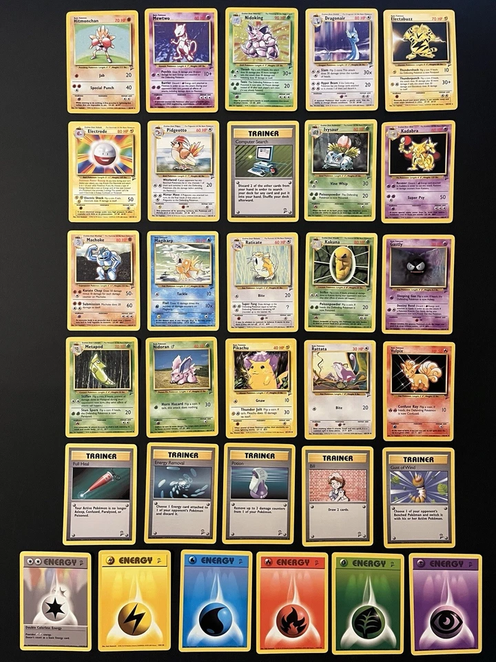 Pokémon Lotto 31 Carte Set Base 2 Inglese Near Mint Hitmonchan Nidoking Mewtwo - Immagine 1 di 4