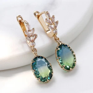 Neu Party Schmuck Geschenke gelb blau zweifarbig Turmalin Frauen Ohrhänger - Bild 1 von 6