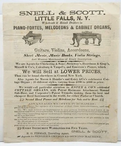 1867 Circular Snell & Scott Dealer Piano Fortes Melodeons Organs Little Falls NY - Picture 1 of 2