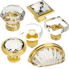 Cosmas Clear-Brushed Brass Glass Cabinet Knobs, Cup Pulls & Hinges 