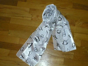 White And Black Alphabet Silky Soft Scarf - Picture 1 of 2