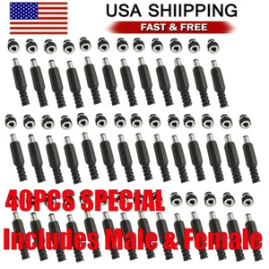 40 PCS MALE BARREL JACK PLUG FEMALE SOCKET PANEL MOUNT DC 12V POWER CONNECTORS~ - Picture 1 of 8