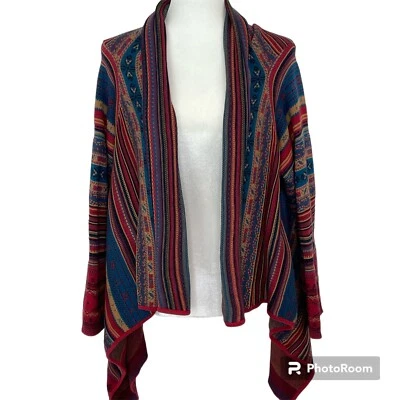 Cárdigan Suéter Coldwater Creek Talla M Suroeste Asimétrico Frente Abierto Rojo Foto 1 de 4