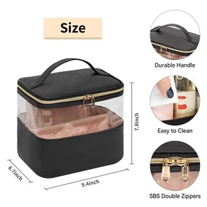 Travel Makeup Bag, Large Capacity Make Up Bag for Women Transparent Plastic Pat - Picture 1 of 9