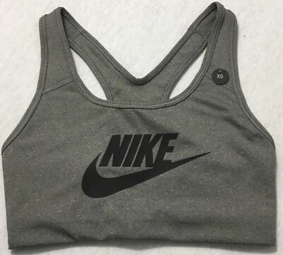 Nike Pro Women Medium Support Classic Swoosh Training Bra Grey CN5262 Size XS - Image 1 of 2