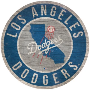 Insegna da parete squadra in legno colorata rotonda MLB Los Angeles Dodgers 12" decorazione grotta tifoso - Foto 1 di 1