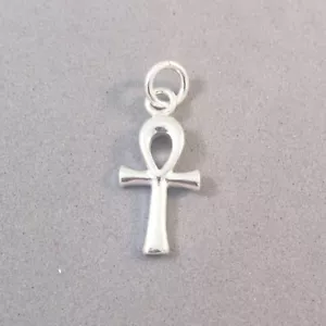 Ciondolo ANKH CHARM piccolo argento sterling .925 NUOVO croce egizia onk 925 FA34 - Foto 1 di 4