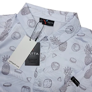 Polo de rendimiento Yatta Golf para hombre grande blanco piña colada piña coco nuevo con etiquetas - Imagen 1 de 6