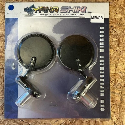 Espelho de extremidade de barra universal preto Yana Shiki MIR40B para alça de 7/8" - Imagem 1 de 3