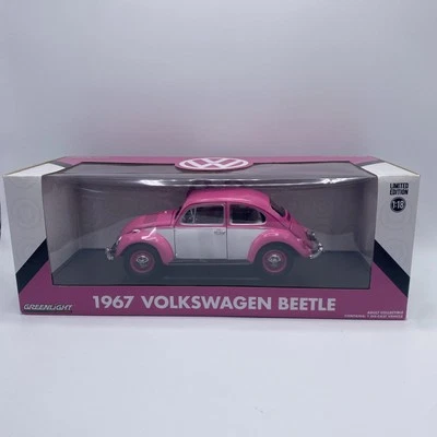 VW Volkswagen Beetle 1967 Greenlight 1/18 rosa/blanco #13512 Foto 1 de 3