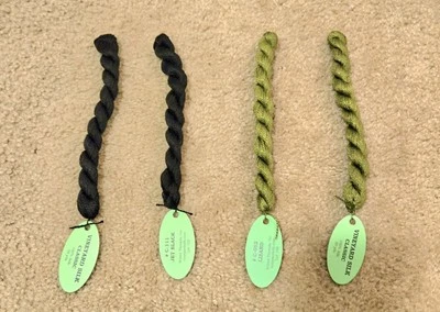 NUEVO LOTE CLÁSICO DE SEDA DE VIÑEDO DE 4 HILOS DE SEDA-30 YARDAS CADA UNO Jet Black Lizard Green Foto 1 de 4