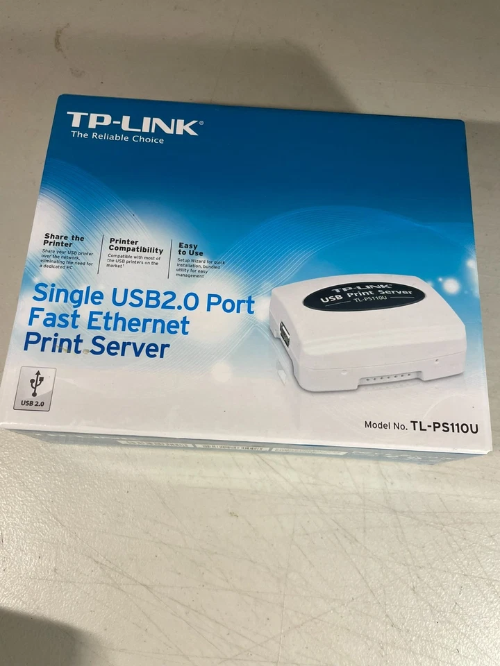 TP-Link TL-PS110U Single USB 2.0 Port Fast Ethernet Print Server White NWB - Image 1 of 4