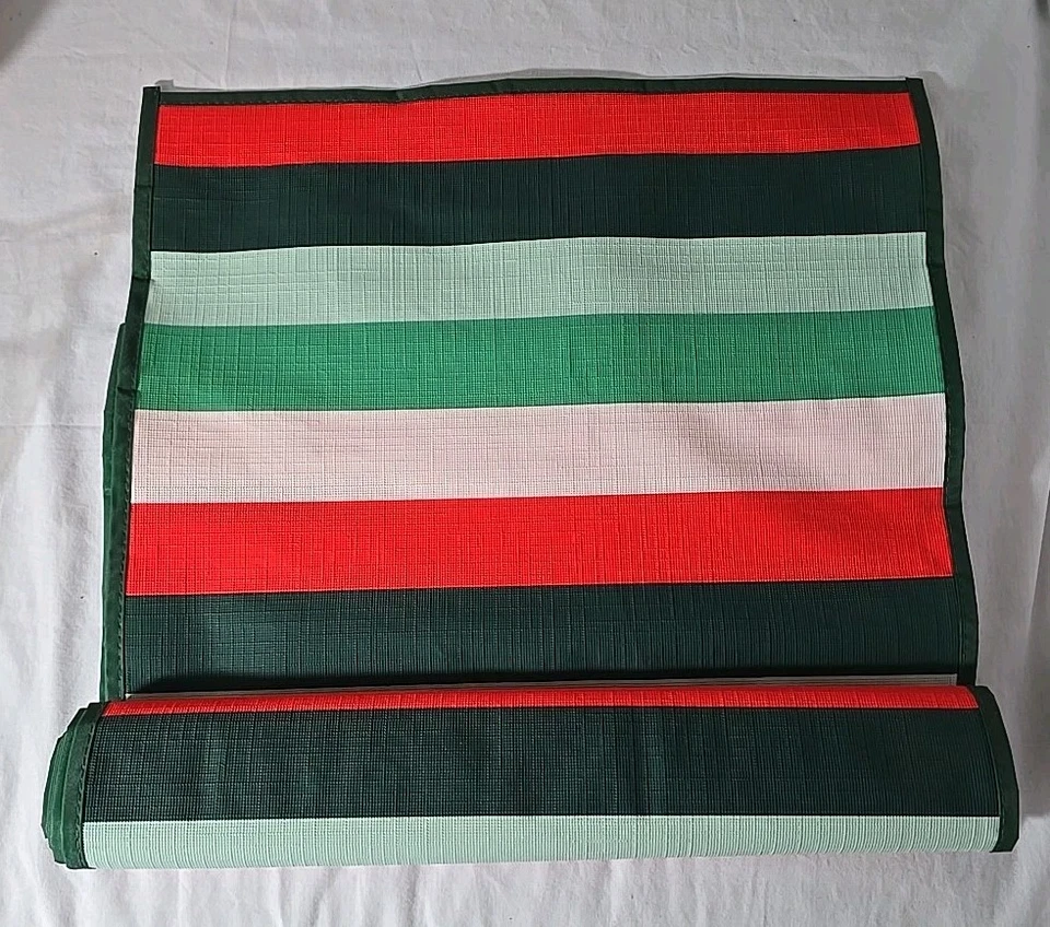 Spritz Easy Care Table Runner Wipes Clean 14" " Stripes Chrismas Colors