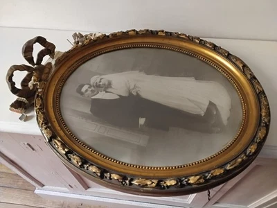 CADRE OVALE ANCIEN FIN BOIS DORÉ OLD WOOD FRAME ENCADREM NON DÉMONTÉ A RESTAURER - Photo 1/4