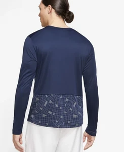 Nike Dri FIT Miler Run Division camicia manica lunga uomo piccola blu girocollo - Foto 1 di 11