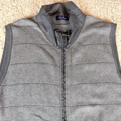 Alan Flusser Full Zip Golf Sweater Vest Gray Size Large 100% Cotton Zip Pockets - Image 1 of 4