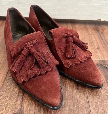STUART WEITZMAN Women’s Avatass Terracotta Suede Kiltie Tassel Loafers Sz 7M - Image 1 of 4