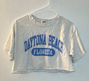 White short sleeve 'Daytona Beach Florida' crop tee shirt women’s medium - Picture 1 of 6