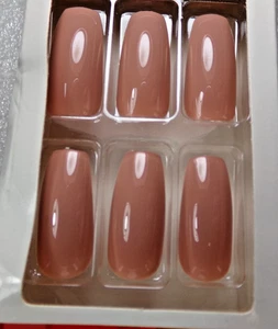 KISS Salon Color NAILS GLUE ON Mocha Mauve LENGTH, COFFIN BALLERINA - Picture 1 of 4