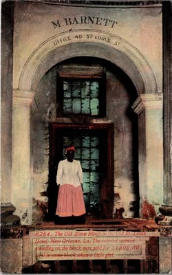 New Orleans Old African Slave Block At Old St. Louis Hotel Louisiana Postcard 9A - Image 1 of 2